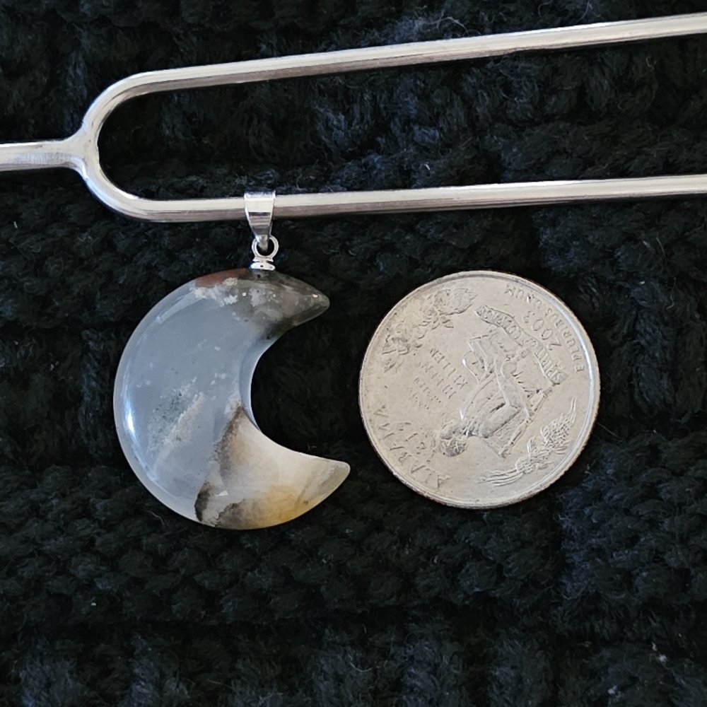 Moon-Shaped Stone Pendant